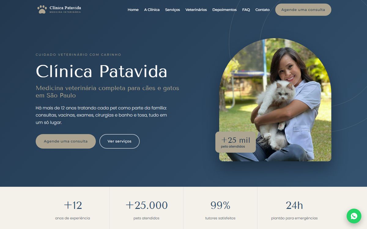 Projeto de site para clínica veterinária