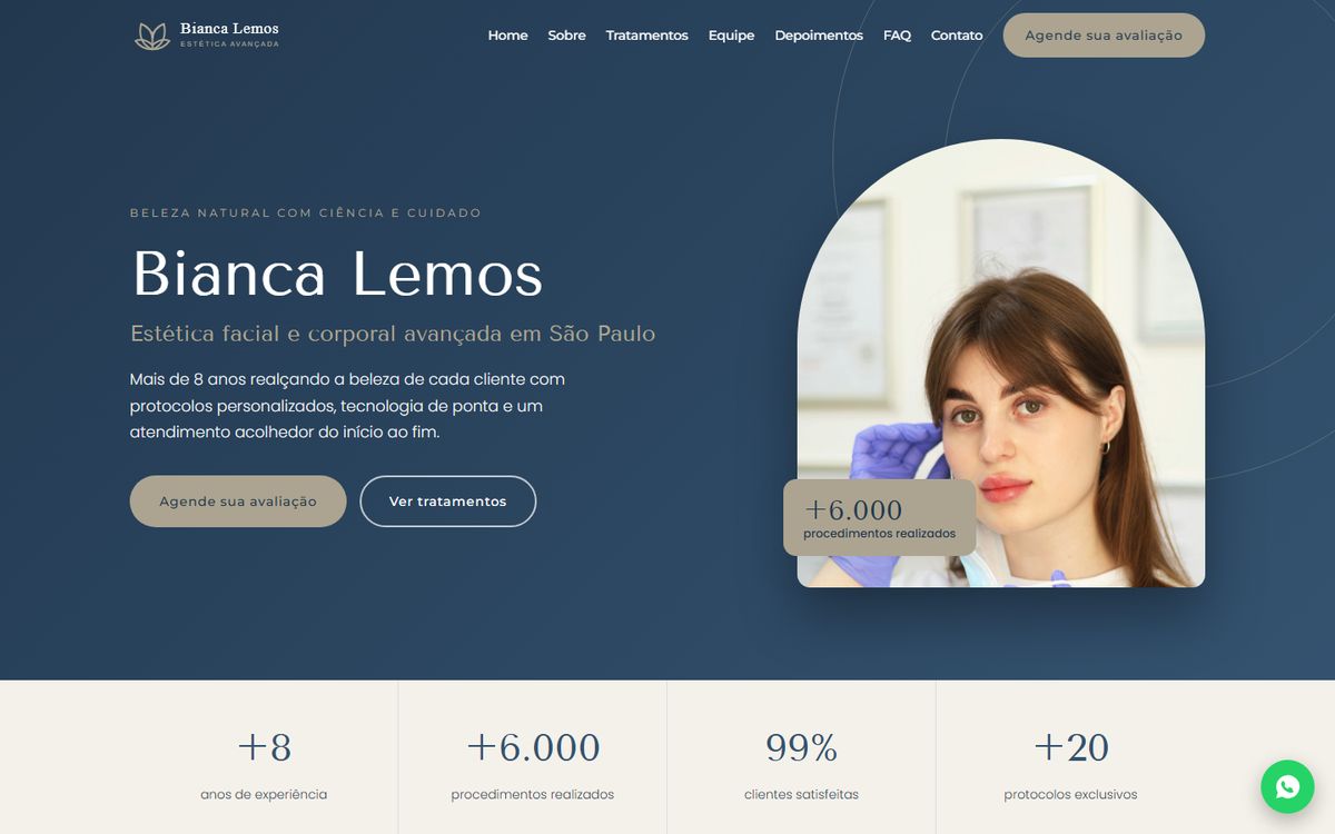 Projeto de site para esteticista